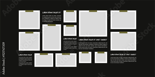 Pictures or photos frame collage. comics page grid layout abstract photo frames and digital photo wall template