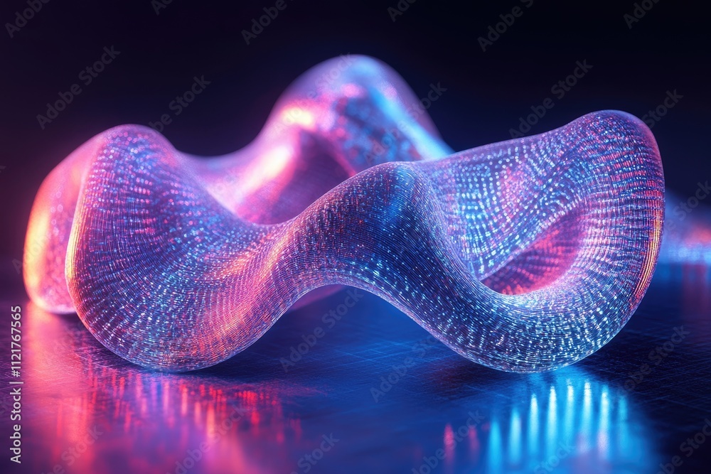 Fototapeta premium Abstract wavy shape glowing with futuristic digital texture