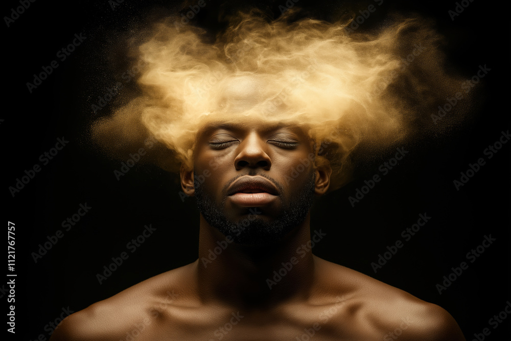 Creative expression through artistic portrayal of powder effects and deep contemplation Creative expression through artistic portrayal of powder effects and deep contemplation