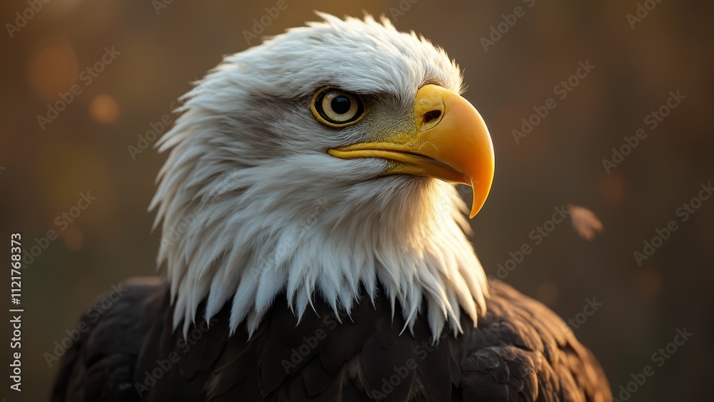 A close up of a bald eagle's head with a yellow beak A close up of a bald eagle's head with a yellow beak