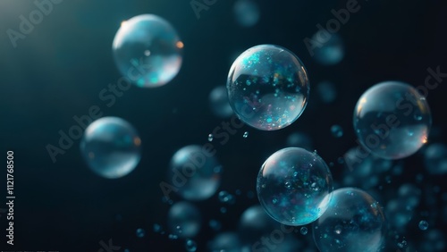 A bunch of soap bubbles floating in the air