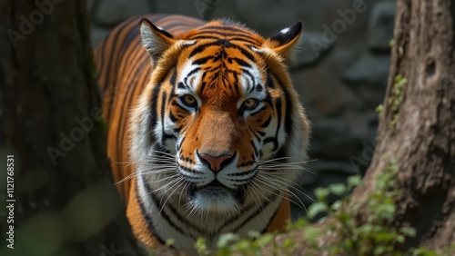 A close up of a tiger looking at the camera