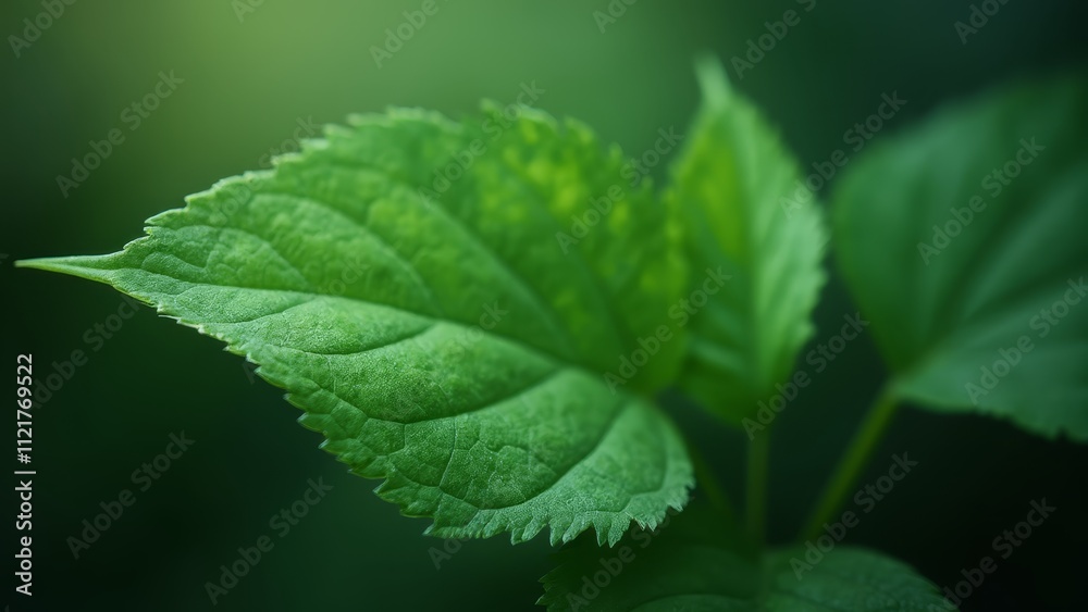 A close up of a green leaf on a plant