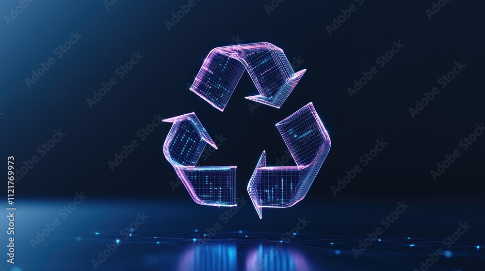 Fototapeta premium Digital representation of a recycling symbol in vibrant colors.