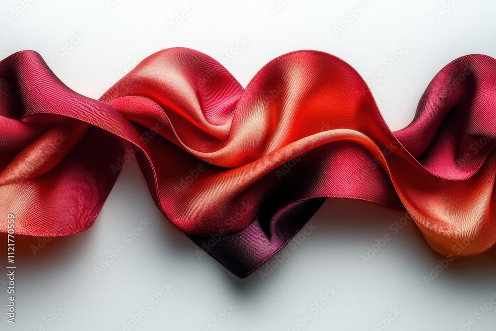 A delicate heart-shaped piece of red silk fabric, beautifully placed on a white background. A soft and elegant representation of love and celebration. Banner with space for text A delicate heart-shaped piece of red silk fabric, beautifully placed on a white background. A soft and elegant representation of love and celebration. Banner with space for text