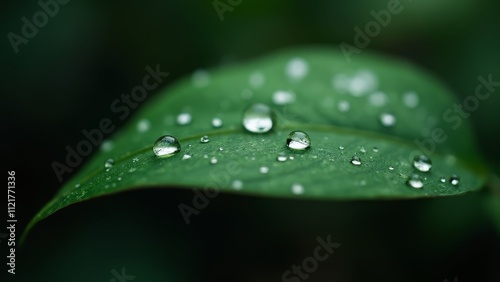 A green leaf with water droplets on it