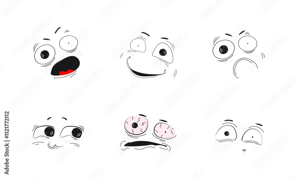 Collection of different emotions. Stickers. Meme. Vector illustration Collection of different emotions. Stickers. Meme. Vector illustration