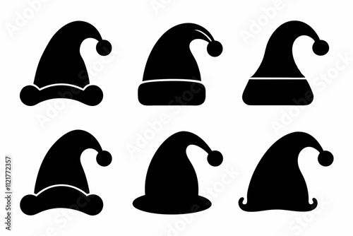 Christmas hat silhouette, santa claus hat icon set,santa hat silhouette vector. Christmas hat silhouettes,Transparent PNG available
Christmas hat vector art, silhouette illustration design, christmas. photo