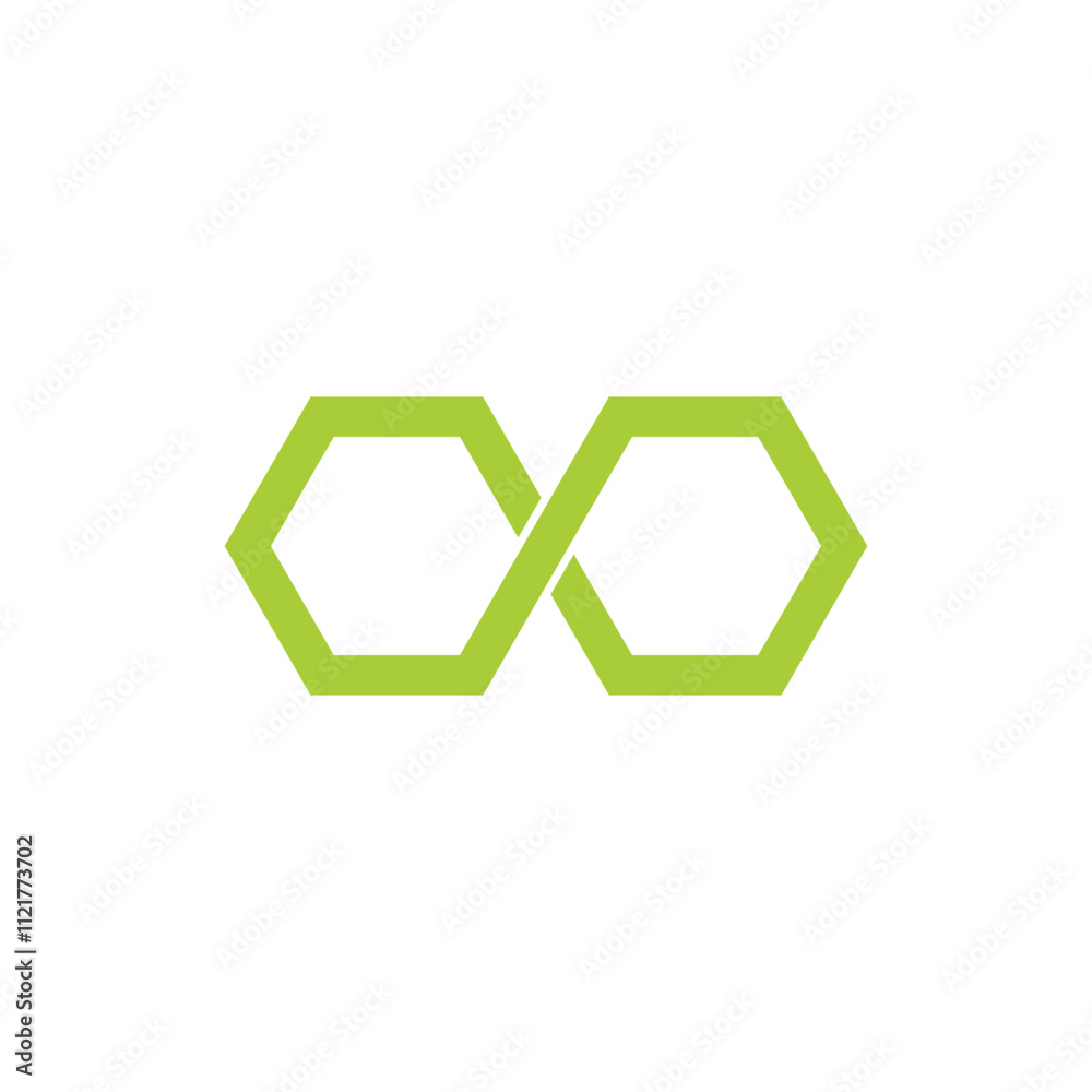 Logo Hexagon Infinity symbol isolated on white background. Vector template Logo.