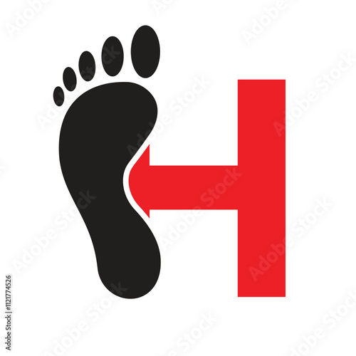 Initial Letter H Foot Logo Design Concept For Step Symbol Vector Sign