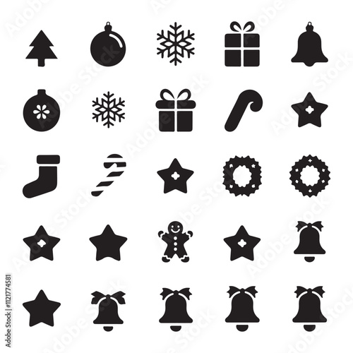 Merry christmas silhouette vector elements in white background.