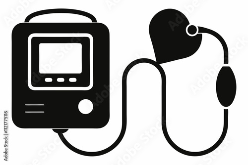Blood Pressure Monitor vector silhouette black design white background