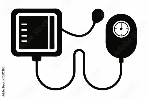 Blood Pressure Monitor vector silhouette black design white background