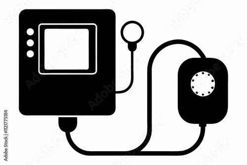 Blood Pressure Monitor vector silhouette black design white background