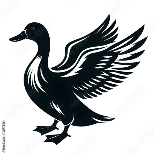 black and white duck silhouette vector style illustration 