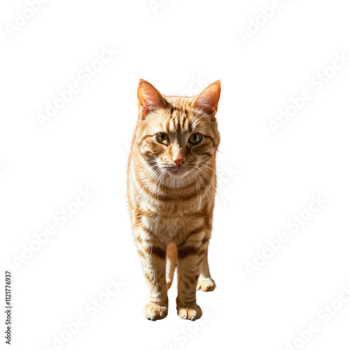 Orange Tabby Cat Standing and Looking Forward PNG