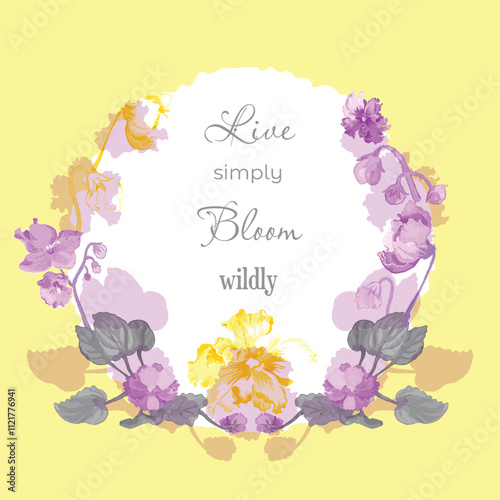 Vector garden illustration with delicate violets