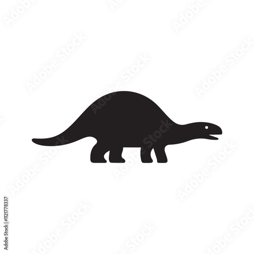 A black dinosaur silhouette vector design.