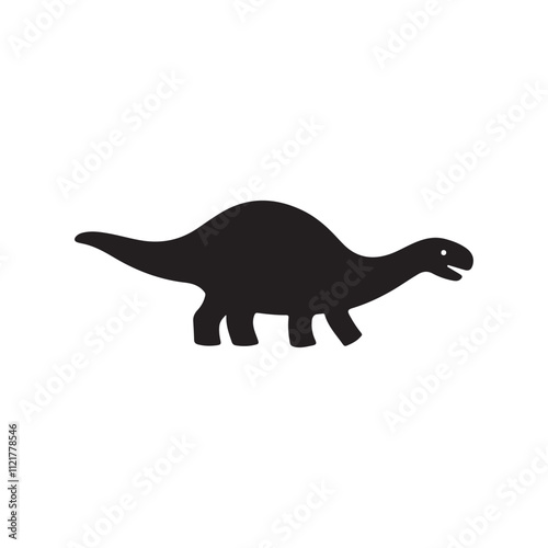 A black dinosaur silhouette vector design.