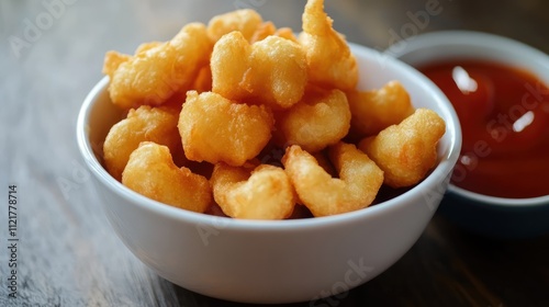 Crunchy golden snacks served in a bowl with dipping sauce perfect for sharing at gatherings or enjoying alone