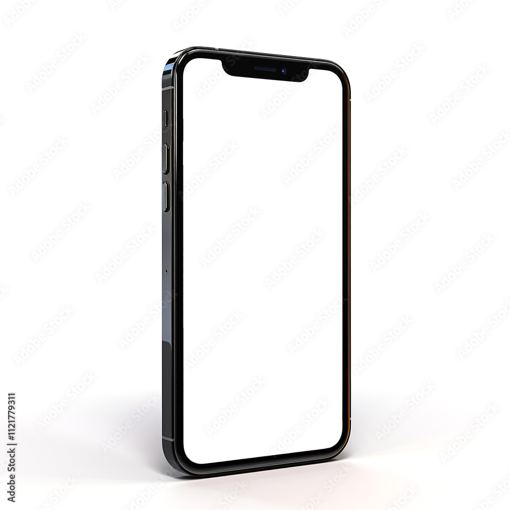 Black smartphone mockup template with blank screen on white background Black smartphone mockup template with blank screen on white background
