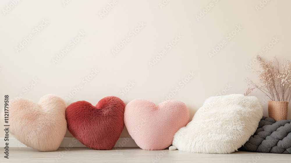 heart shaped pillows in a light background heart shaped pillows in a light background