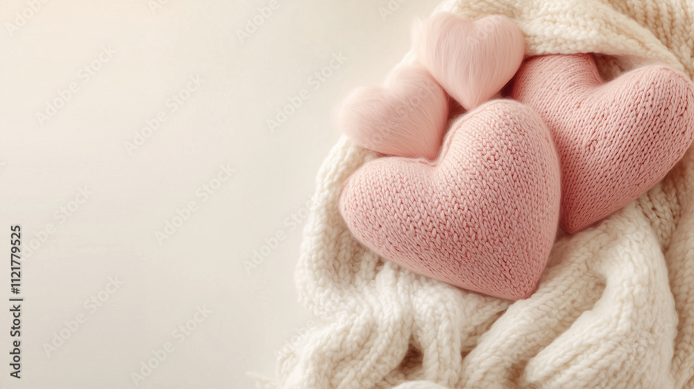 heart shaped pillows in a light background heart shaped pillows in a light background