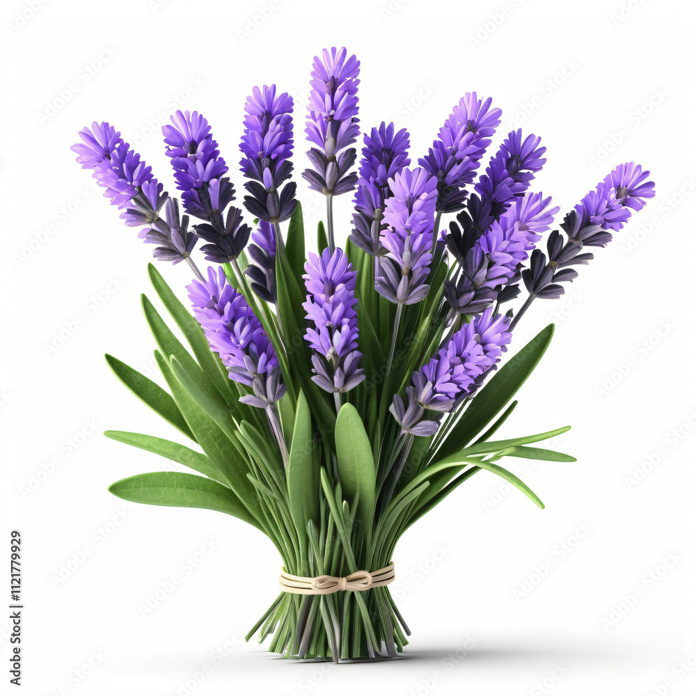 Fototapeta premium Fresh Bunch of Lavender Isolated on White Background