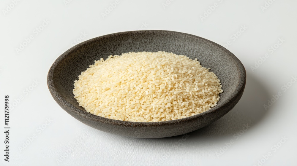 Luxury gray plate filled with rice on an isolated background showcasing minimalistic culinary presentation and elegant food styling. Luxury gray plate filled with rice on an isolated background showcasing minimalistic culinary presentation and elegant food styling.