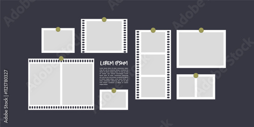 Pictures or photos frame collage. comics page grid layout abstract photo frames and digital photo wall template