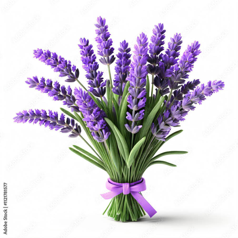 Fototapeta premium Fresh Bunch of Lavender Isolated on White Background