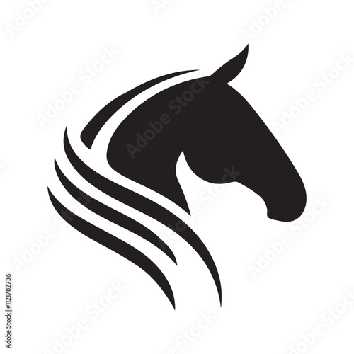 Stylish Horse silhouette vector Logo,  Magic Cute unicorns silhouettes, white stars, clouds. Stylish icons,vintage, background, horses tattoo. Hand drawn vector illustration, outline black