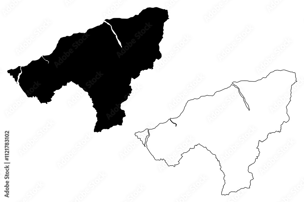 Fototapeta premium Oecusse Municipality (Municipalities of East Timor, Democratic Republic of Timor-Leste, island) map vector illustration, scribble sketch Oecussi-Ambeno map
