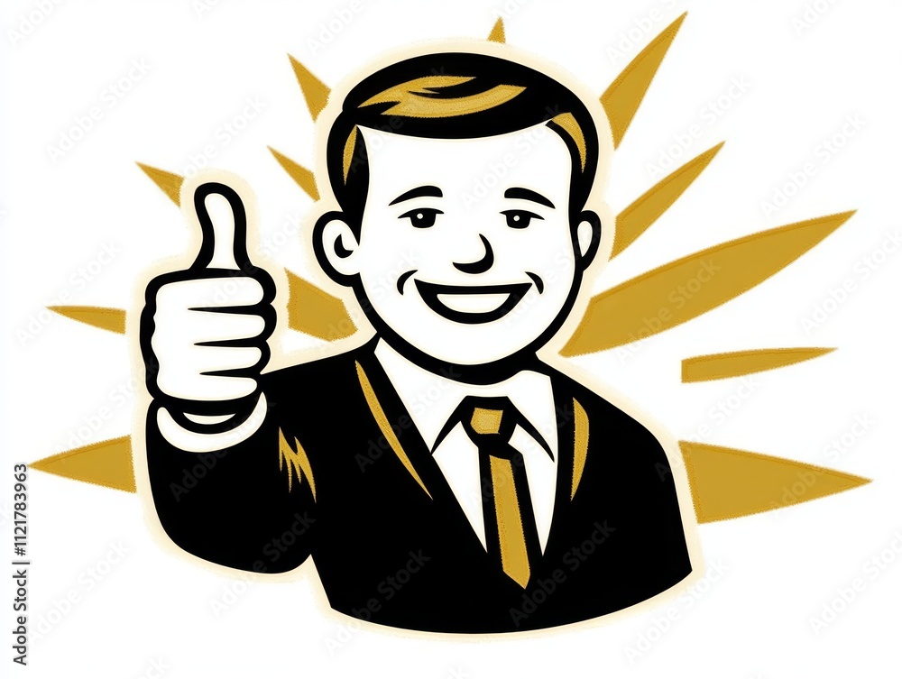 Cheerful Businessman with Thumbs Up Vector Illustration Cheerful Businessman with Thumbs Up Vector Illustration