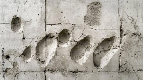 Pigeon Footprints Imprinted in Weathered Concrete Surface Showcasing Unique Patterns and Textures photo