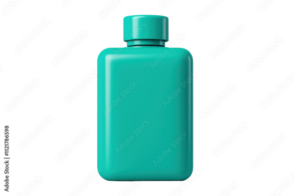 A bright turquoise bottle with a screw cap, featuring a smooth, glossy finish that emphasizes its sleek design. A bright turquoise bottle with a screw cap, featuring a smooth, glossy finish that emphasizes its sleek design.