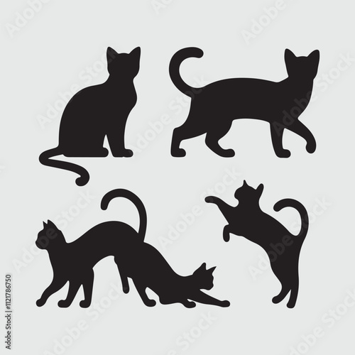 black cat set silhouette vector design in white background.