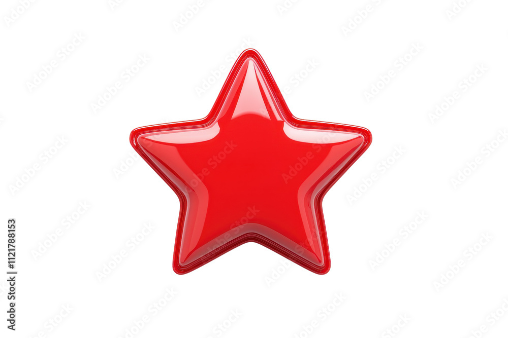 A shiny red star with five points, showcasing a glossy surface and vibrant color. A shiny red star with five points, showcasing a glossy surface and vibrant color.
