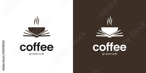 Coffee and book logo design for cozy cafes and literary gathering spaces concept vector symbol illustration