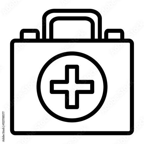 First Aid Kit Vector Line Icon Design