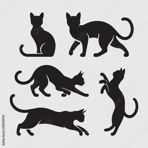 black cat set silhouette vector design in white background.