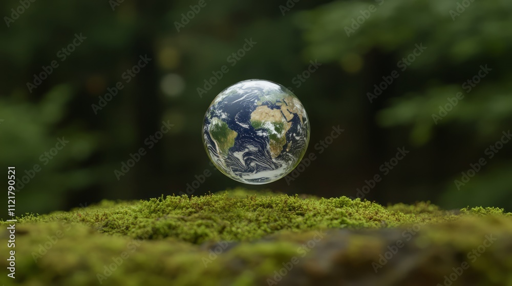 Crystal globe glass on green moss in forest to protect nature Save and care World for sustainable. concept of the environment ecology and Earth Day. eco environment and ESG concept Crystal globe glass on green moss in forest to protect nature Save and care World for sustainable. concept of the environment ecology and Earth Day. eco environment and ESG concept
