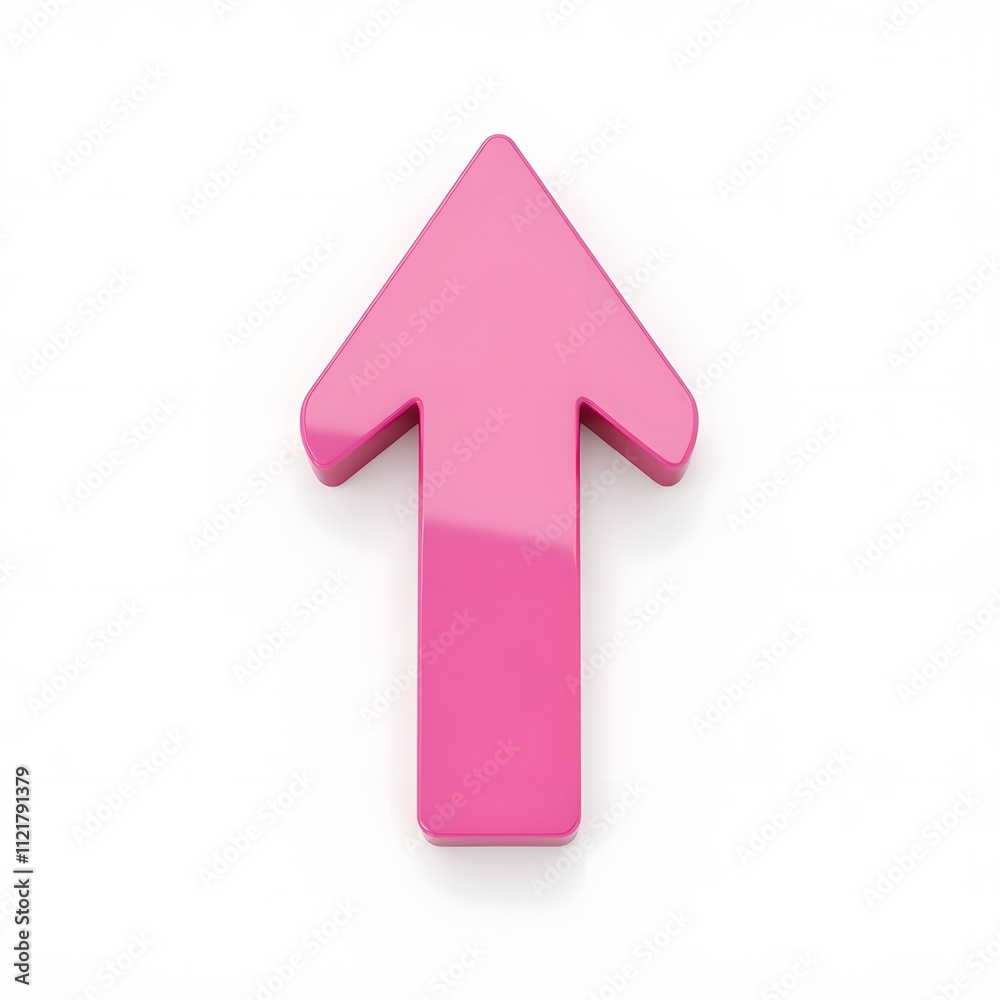 Pink Up Arrow - 3D Arrow Icon, Isolated on White Background Pink Up Arrow - 3D Arrow Icon, Isolated on White Background
