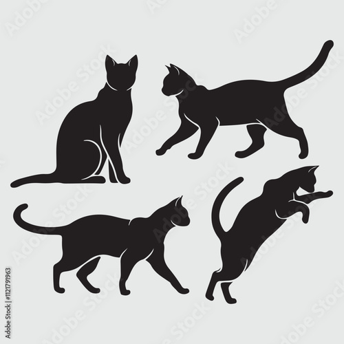 black cat set silhouette vector design in white background.