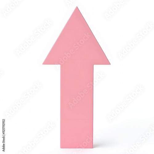 Pink Up Arrow - 3D Arrow Icon, Isolated on White Background