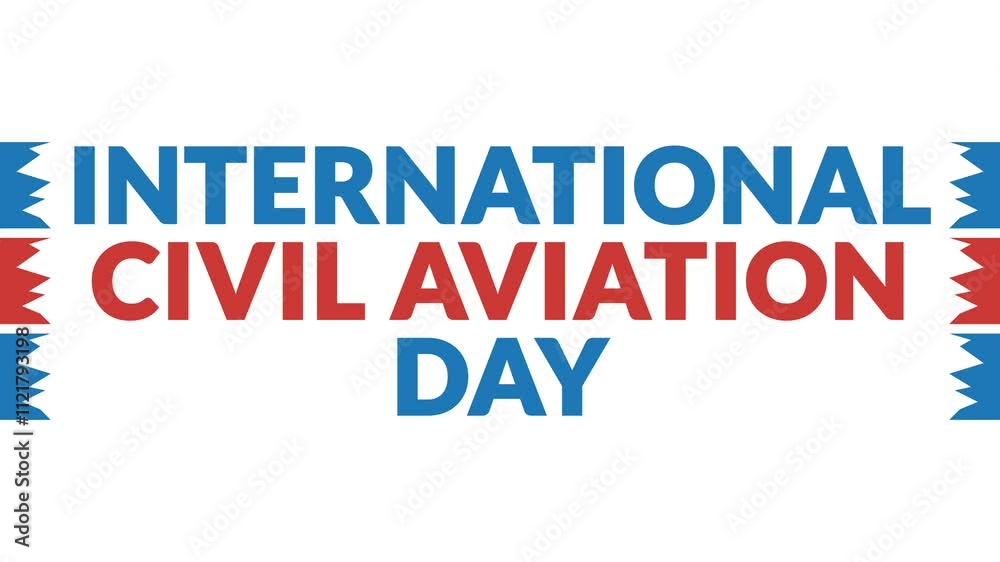 International Civil Aviation Day In and Out text from split line animation on a White background. International Civil Aviation Day In and Out text from split line animation on a White background.