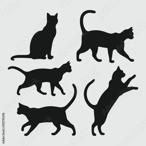 black cat set silhouette vector design in white background.