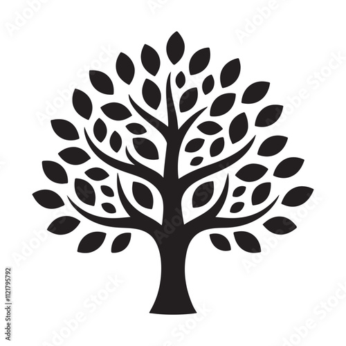 black tree silhouette in white background.