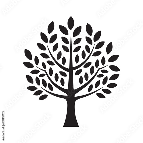 black tree silhouette in white background.