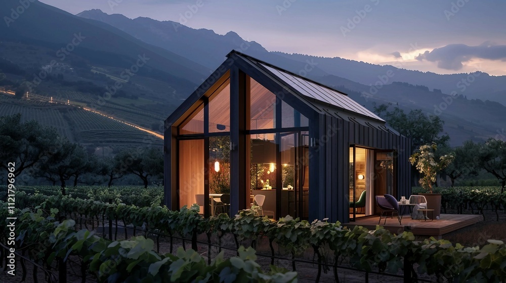 Compact Tiny House with a Natural Wood Hipped Roof Compact Tiny House with a Natural Wood Hipped Roof